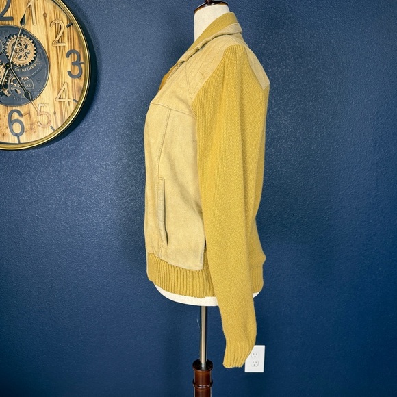 Pierre Andre Vintage 1980s Suede & Knit Bomber Jacket, Size Large - Picture 4 of 10